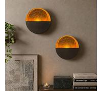 NativeSkins Eclipse - Bougeoir Mural en métal pour décoration - Lot de 2 bougeoirs décoratifs Faits à la Main pour Salon, Salle de Bain, Salle à Manger, bougeoirs de thé dorés
