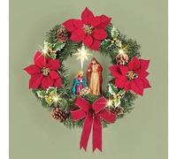 Nativité de Noël Sainte Famille Couronne avec Baies Artificielles Verdure Arc Jésus Christ Suspendu Guirlande Noël Porte D'entrée Décor AC-B
