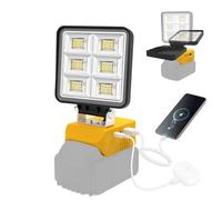 NATPOW Lampe de Chantier Compatible avec Dewalt 18V, 5200LM Projecteur, 2 Modes 6000K Lumière Portable avec Type C et USB pour Chantier, Garage, Camping, Pêche, Sans Batterie