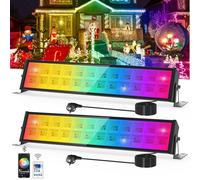 NATPOW Projecteur RGB LED Extérieur 72W, Barre Lumineuse avec Application Bluetooth et Télécommande, Étanche IP65 Lumière Extérieure LED, Lampe Changeant de Couleur pour Fête, Jardin, Patio, 2 Pièces