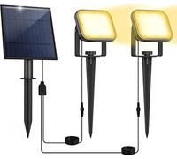 NATPOW Spot Solaire Extérieur, 2 en 1 3000K Éclairage Extérieur Solaire Puissant, Auto ON/OFF, 2 Modes, Étanche IP65 Lampe Solaire Exterieur avec Piquet pour Jardin, Cour, Allée, Porche