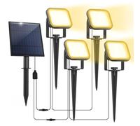 NATPOW Spot Solaire Extérieur, 4 en 1 3000K Éclairage Extérieur Solaire Puissant, Auto ON/OFF, 2 Modes, Étanche IP65 Lampe Solaire Exterieur avec Piquet pour Jardin, Cour, Allée, Porche