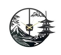 Natrlart Horloge murale japonaise - Décoration artistique samouraï unique, 38,1 x 33 x 3,6 cm, noire, durable et résistante à l'eau
