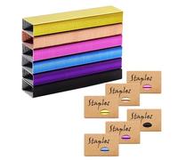 NatSumeBasics Agrafes de bureau colorées, 6000 pièces, taille 26/6, 12 mm de largeur, 6 mm de longueur de jambe, multicolore