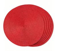 Natte de table tressée en PP rouge de 15 pouces, natte de table ronde tressée, tapis résistant à la chaleur, natte décorative, best-seller, options de couleurs multiples, nappe, natte de table résista