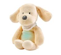Nattou Peluche Veilleuse Chien, Sleepy, 7 Teintes Naturelles, Boîte à Musique intégrée, Batterie Rechargeable USB, 19,3 x 11 x 30,5 cm, Végétalien, Peluche/Polyester, Vanille