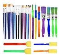 NATUCE 30PCS Peinture Brosse pour Enfants Bébé, Pinceaux de Peinture, Pinceaux en Mousse, Enfants Peinture Kits, Éponge Brosses de Peinture Enfant, Ensemble Brosse de Peinture pour Débutant Peinture