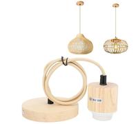 Natudeco Lampe suspendue en bois - Support d'ampoule vintage rustique - Accessoire d'éclairage - Plafonnier en bois - Douille de base 220 V pour E27/E26