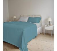 Natural Color ensemble de draps de lit, Sarcelle/Gris clair, Double