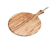 Natural Elements KitchenCraft - Plateau à Fromage Rond en Bois d'Acacia, Manche et Accroche, Collection, 41 x 30 cm - Marron