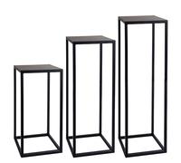 Natural Goods Berlin 1x support pour plantes RECHTECK, tabouret à fleurs carré en métal, pour l'intérieur et l'extérieur, table d'appoint, résistant aux intempéries (Noir, 90cm)