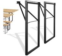 Natural Goods Berlin Lot de 2 tables de jardin pliables (noir, 70 x 42 cm) - Pieds en métal au profil de boîte pour ensembles de tentes à bière - Structure stable pour jardin
