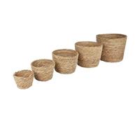 NATURAL LIVING" Set DE 5 Cache Pots Herbe DE JONC D12CM/14CM/16CM/18CM/20CM