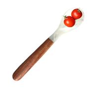 Natural Shell Spoon & Fork - Mother of Pearl | Wooden Handle Cutlery | 12x2.5cm Compact Size, Natural Shell & Wood Construction, 15g Lightweight Ergonomic Design, Non- Caviar & Appetizer S