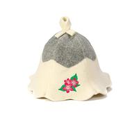 Natural Textile Chapeau de Sauna 'Sauna Flower' Blanc - 100% chapeaux en feutre de laine biologique - Protégez votre tête de la chaleur - Guide ebook incluse pour sauna en anglais