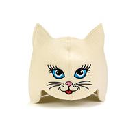 Natural Textile Chapeau de Sauna 'Sauna Kitten Cat' Blanc - 100% Chapeaux en Feutre de Laine Biologique - Protégez Votre tête de la Chaleur - Guide ebook Incluse pour Sauna en Anglais
