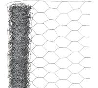 NATURAL Treillis en Fil Galvanisé Hexagonal - 0,5 x 10 m - Épaisseur 25 mm - Gris
