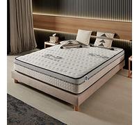 NATURALEX - Matelas Visco-Carbone 140x190-26 cm - Mousse à mémoire de Forme - Accueil Blue Latex - Confort Mi-Ferme - Couchage Indépendant - 7 Zones - Réversible - Soutien Lombaire - Fabriqué UE