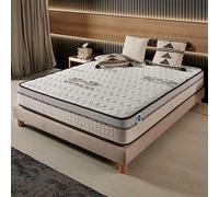 NATURALEX - Visco-Carbone - Matelas 140x190-26 cm | Accueil Blue Latex - Confort Mi-Ferme - Couchage Indépendant - 7 Zones - Réversible - Soutien Lombaire - Fabriqué UE