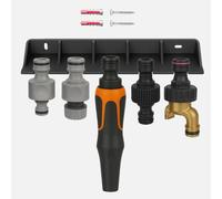 Naturalspring® Support mural compatible avec les adaptateurs Gardena, raccords et buses avec vis et chevilles, prise en main sûre pour jusqu'à 5 adaptateurs