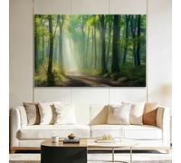 Nature Paysages Tableau Decoration Murale Salon, Forêt Feuilles Vertes Lumière Du Soleil Impression sur Toile Cadre Art Mural - Tableau Peinture Sur Toile Décoration pour Chambre Cuisine 120 x 80 cm
