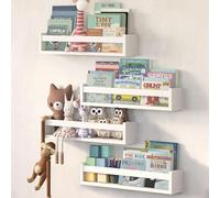 NATURE SUPPLIES Lot de 4 étagères Blanches pour Chambre d'enfant 58 cm, idéales pour Les Livres, Les Jouets et la décoration, bibliothèque Murale Flottante pour Chambre d'enfant et Enfants