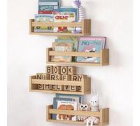 NATURE SUPPLIES Lot de 4 étagères flottantes en Bois Naturel pour Chambre d'enfant 41 cm, idéal pour Livres, Jouets et décoration, bibliothèque Murale Flottante pour Chambre d'enfant et Enfants