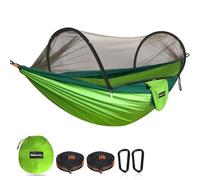 NATUREFUN Hamac de Camping Ultra-léger Hamac en Filet Anti-moustiques | Capacité de Charge de 300 kg,Nylon de Parachute Respirant à séchage Rapide | 2 mousquetons Haut de Gamme,2 x élingues en Nylon