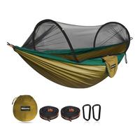 NATUREFUN Hamac de Camping Ultra-léger Hamac en Filet Anti-moustiques | Capacité de Charge de 300 kg,Nylon de Parachute Respirant à séchage Rapide | 2 mousquetons Haut de Gamme,2 x élingues en Nylon