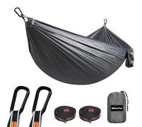 NATUREFUN Hamac Ultra-léger de Voyage Camping | 300 kg Capacité de Charge,(275 x 140 cm) Nylon à Parachute| 2 x Mousquetons de qualités, 2 x Sangles de Nylon| pour Jardin d'interieur/extérieur Gris