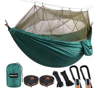 NatureFun Hamac Ultra-léger de Voyage Camping | 300 kg Capacité de Charge,(300 x 200 cm) Respirante, Nylon à Parachute à séchage Rapide | 2 x Mousquetons de qualités,4 x Sangles de Nylon Inclus