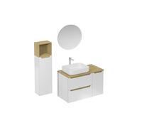 Naturel - Ensemble de salle de bain avec lavabo comprenant mitigeur de lavabo, bec et siphon Naturel Stilla blanc brillant (KSETSTILLA017)