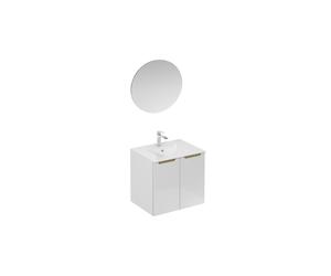 Naturel - Ensemble de salle de bain avec lavabo comprenant mitigeur de lavabo, bec et siphon Naturel Stilla blanc brillant (KSETSTILLA024)