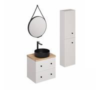 Naturel - Ensemble de salle de bain avec lavabo comprenant robinet de lavabo, bec et siphon Naturel Forli blanc (KSETFORLI7)