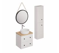 Naturel - Ensemble de salle de bain avec lavabo comprenant robinet de lavabo, bec et siphon Naturel Forli blanc (KSETFORLI8)