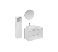 Naturel - Ensemble de salle de bain avec lavabo comprenant robinet de lavabo, bec et siphon Naturel Stilla blanc brillant (KSETSTILLA019)