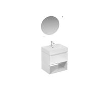 Naturel - Ensemble de salle de bain avec lavabo comprenant robinet de lavabo, bec et siphon Naturel Stilla blanc brillant (KSETSTILLA012)