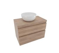 Naturel - Ensemble meuble avec plaque de recouvrement et plan - Naturel - Savona - 2 tiroirs 78x53x44,8 - Chêne Halifax
