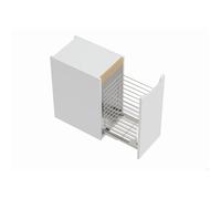 Naturel - Meuble vertical de salle de bain bas avec panier à linge, Stilla 30x60x45 cm blanc brillant (STILLAA03001KOS)