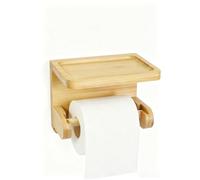Naturel Porte Papier Toilette Bois, Derouleur Papier Toilette Murale Bois, Porte-Papier Hygiénique à Installation Rapide pour Coller ou Percer, pour dans Salle de Bains, Toilet（Naturelle）