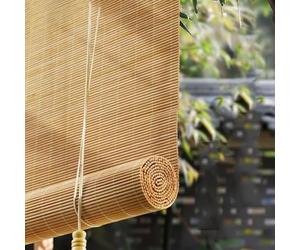 Naturel Respirant Store Bambou Exterieur occultant Vertical,Rideau à | Enroulement Rideau à Rouleaux Romains pour Fenêtres,Terrasse,Personnalisable