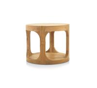 Naturel Table d'appoint ronde de jardin en teck massif, 50x50x43 cm, fabrication artisanale, deux plateaux (NATOFTB5050R)