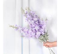 NatureMan Lot de 5 fleurs de delphinium Ajacis artificielles à tige longue en soie pour table, cuisine, maison, jardin, fête, mariage (violet)