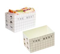 NatureMan Lot de 50 boîtes à sandwich en papier pour sandwich, mini hamburger, toast, pain, conteneurs alimentaires, restaurants, pique-niques (Le meilleur)