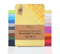 NatureMark Drap-housse basique pour lit à sommier tapissier et à eau - 200 x 220 cm - Hauteur de bonnet 40 cm - 200 x 220 cm - 100 % coton - Jaune