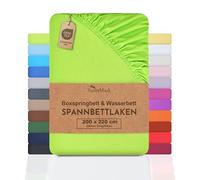 NatureMark Drap-Housse Basique pour lit à sommier tapissier et lit à Eau - 200 x 220 cm - Hauteur : 40 cm - 200 x 220 cm - Drap-Housse 100% Coton - Vert Pomme
