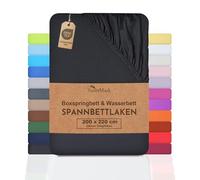 NatureMark Drap-housse basique pour lit à sommier tapissier et lit à eau 200 x 220 cm - Hauteur 40 cm - 200 x 220 cm - 100 % coton Noir
