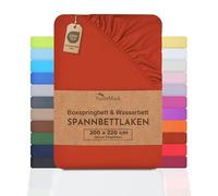 NatureMark Drap-housse basique pour lit à sommier tapissier et lit à eau 200 x 220 cm - Hauteur 40 cm - 200 x 220 cm - 100 % coton Rouge rouille