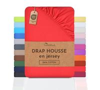 NatureMark Drap-Housse en Jersey, 100% Coton, Disponible dans de Nombreuses Tailles et Couleurs, qualité Oeko-Tex Standard 100, 120 x 200 cm, Rouge