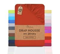 NatureMark Drap-Housse en Jersey, 100% Coton, Disponible dans de Nombreuses Tailles et Couleurs, qualité Oeko-Tex Standard 100, 200 x 220 cm + 40 Steg, Rouge Rouille